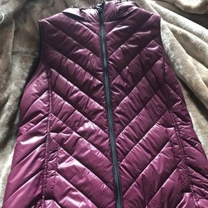 Purple puffer vest with hood
